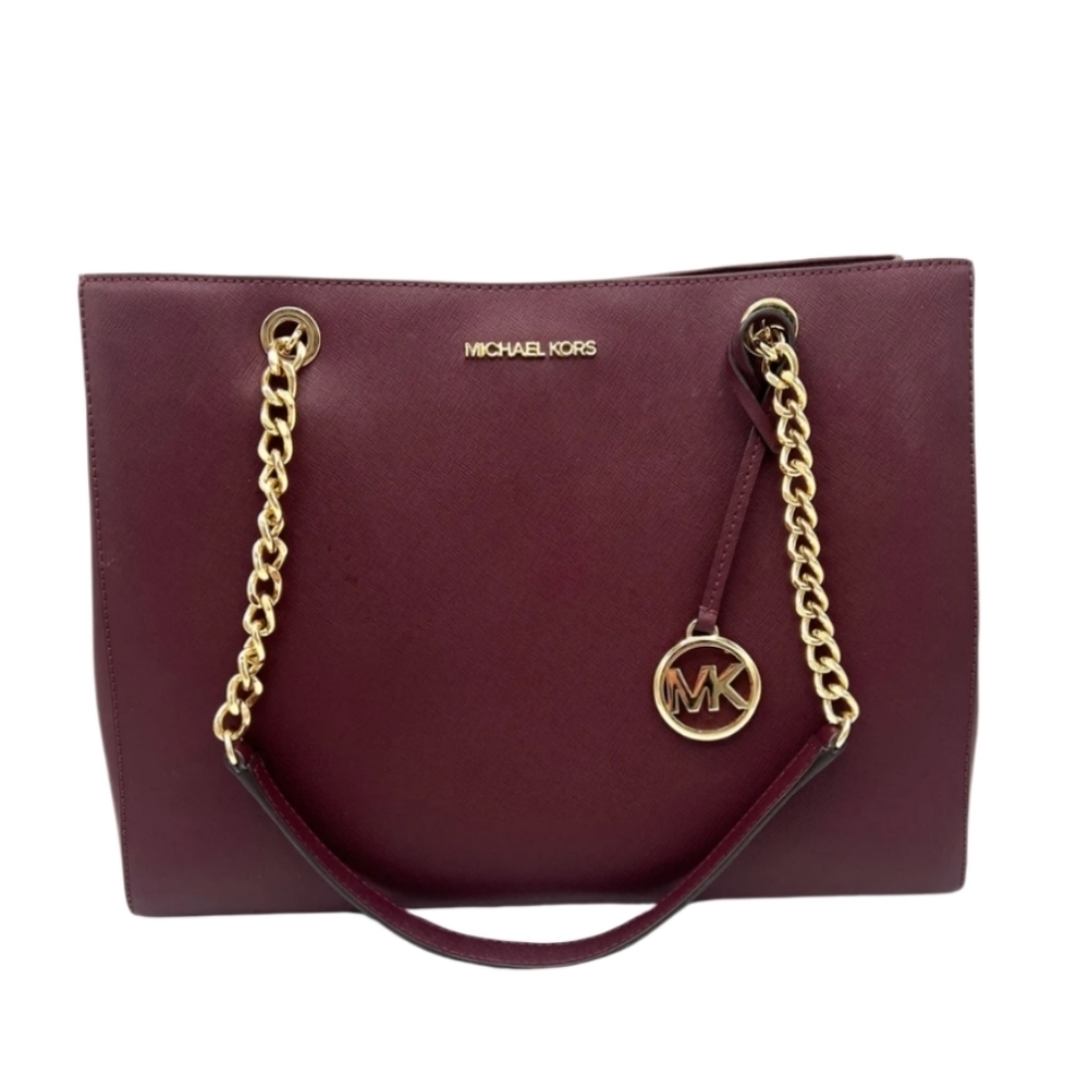 Michael Kors Susannah Saffiano Leather Bag Burgundy